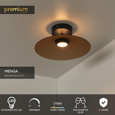 Lucide MENGA - Deckenleuchte - Ø 40 cm - LED Dim. - 1x11W 2700K - Amber | Premium
